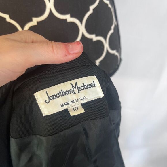 Jonathan Michael Wool VTG Black Double Breasted Made in USA Trench Jacket Sz 10 - Picture 5 of 13